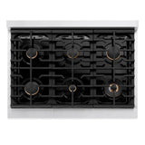 AutographEdition 36 in. 5.2 cu. ft. 6 Burner Gas Range with Convection Gas Oven in DuraSnow Stainless Steel and Matte Black Accents - (SGRSZ36MB) -