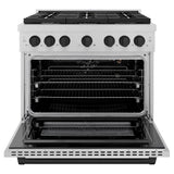 AutographEdition 36 in. 5.2 cu. ft. 6 Burner Gas Range with Convection Gas Oven in DuraSnow Stainless Steel and Matte Black Accents - (SGRSZ36MB) -