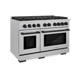 AutographEdition 48 in. 6.7 cu. ft. 8 Burner Double Oven Gas Range in DuraSnow Stainless Steel and Matte Black Accents - (SGRSZ48MB) -