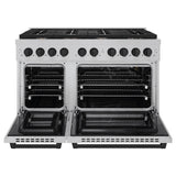 AutographEdition 48 in. 6.7 cu. ft. 8 Burner Double Oven Gas Range in DuraSnow Stainless Steel and Matte Black Accents - (SGRSZ48MB) -