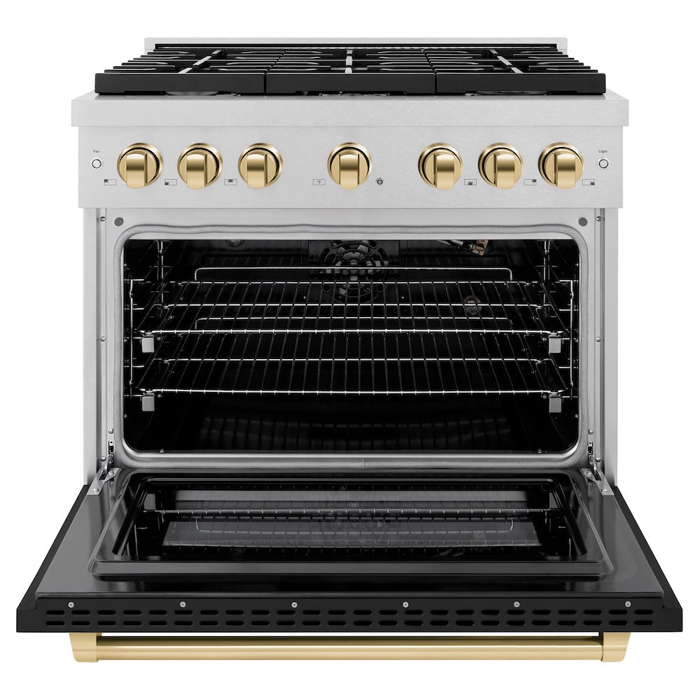 Autograph Edition 36 in. 5.2 cu. ft. 6 Burner Gas Range with Convection Gas Oven in DuraSnow® - (SGRSZBLM36G) -