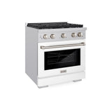 30in. 4.2 cu. ft. 4 Burner Gas Range with Convection Gas Oven in Stainless Steel with White Matte Door - (SGRWM30) -