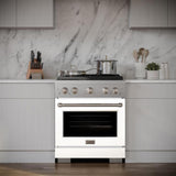 30in. 4.2 cu. ft. 4 Burner Gas Range with Convection Gas Oven in Stainless Steel with White Matte Door - (SGRWM30) -