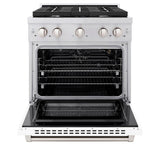 30in. 4.2 cu. ft. 4 Burner Gas Range with Convection Gas Oven in Stainless Steel with White Matte Door - (SGRWM30) -