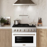 36in. 5.2 cu. ft. 6 Burner Gas Range with Convection Gas Oven in Stainless Steel with White Matte Door - (SGRWM36) -