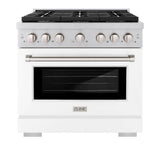 36in. 5.2 cu. ft. 6 Burner Gas Range with Convection Gas Oven in Stainless Steel with White Matte Door - (SGRWM36) -