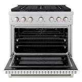 36in. 5.2 cu. ft. 6 Burner Gas Range with Convection Gas Oven in Stainless Steel with White Matte Door - (SGRWM36) -