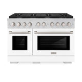 48in. 6.7 cu. ft. 8 Burner Double Oven Gas Range in Stainless Steel with White Matte Doors - (SGRWM48) -
