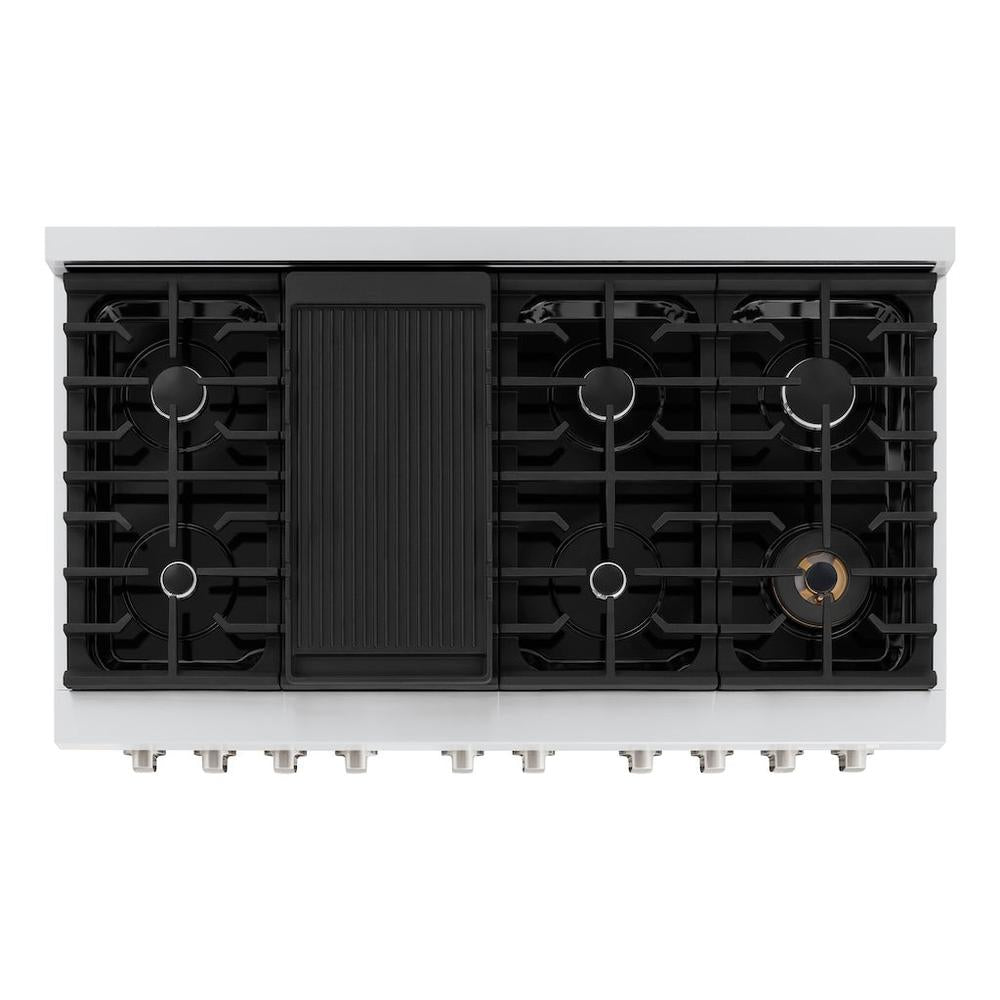 48in. 6.7 cu. ft. 8 Burner Double Oven Gas Range in Stainless Steel with White Matte Doors - (SGRWM48) -