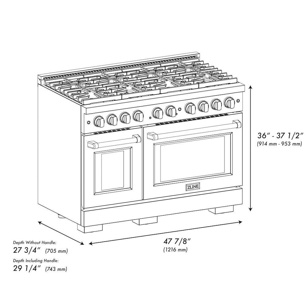 48in. 6.7 cu. ft. 8 Burner Double Oven Gas Range in Stainless Steel with White Matte Doors - (SGRWM48) -