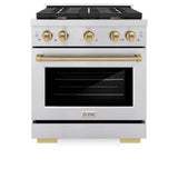 AutographEdition 30 in. 4.2 cu. ft. 4 Burner Gas Range with Convection Gas Oven in Stainless Steel and Champagne Bronze Accents - (SGRZ30CB) -