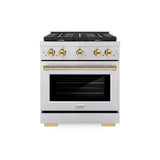 AutographEdition 30 in. 4.2 cu. ft. 4 Burner Gas Range with Convection Gas Oven in Stainless Steel and Polished Gold Accents - (SGRZ30G) -