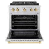 AutographEdition 30 in. 4.2 cu. ft. 4 Burner Gas Range with Convection Gas Oven in Stainless Steel and Polished Gold Accents - (SGRZ30G) -