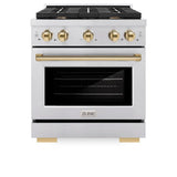 AutographEdition 30 in. 4.2 cu. ft. 4 Burner Gas Range with Convection Gas Oven in Stainless Steel and Polished Gold Accents - (SGRZ30G) -