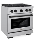 AutographEdition 30 in. 4.2 cu. ft. 4 Burner Gas Range with Convection Gas Oven in Stainless Steel and Matte Black Accents - (SGRZ30MB) -