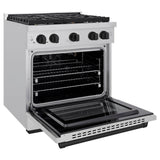 AutographEdition 30 in. 4.2 cu. ft. 4 Burner Gas Range with Convection Gas Oven in Stainless Steel and Matte Black Accents - (SGRZ30MB) -