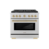 AutographEdition 36 in. 5.2 cu. ft. 6 Burner Gas Range with Convection Gas Oven in Stainless Steel and Champagne Bronze Accents - (SGRZ36CB) -