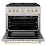 AutographEdition 36 in. 5.2 cu. ft. 6 Burner Gas Range with Convection Gas Oven in Stainless Steel and Champagne Bronze Accents - (SGRZ36CB) -