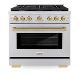 AutographEdition 36 in. 5.2 cu. ft. 6 Burner Gas Range with Convection Gas Oven in Stainless Steel and Champagne Bronze Accents - (SGRZ36CB) -