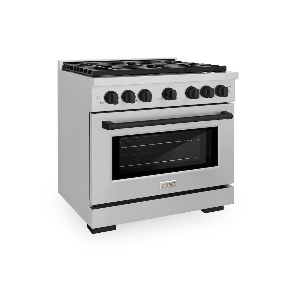 AutographEdition 36 in. 5.2 cu. ft. 6 Burner Gas Range with Convection Gas Oven in Stainless Steel and Matte Black Accents - (SGRZ36MB) -