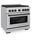 AutographEdition 36 in. 5.2 cu. ft. 6 Burner Gas Range with Convection Gas Oven in Stainless Steel and Matte Black Accents - (SGRZ36MB) -