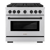 AutographEdition 36 in. 5.2 cu. ft. 6 Burner Gas Range with Convection Gas Oven in Stainless Steel and Matte Black Accents - (SGRZ36MB) -