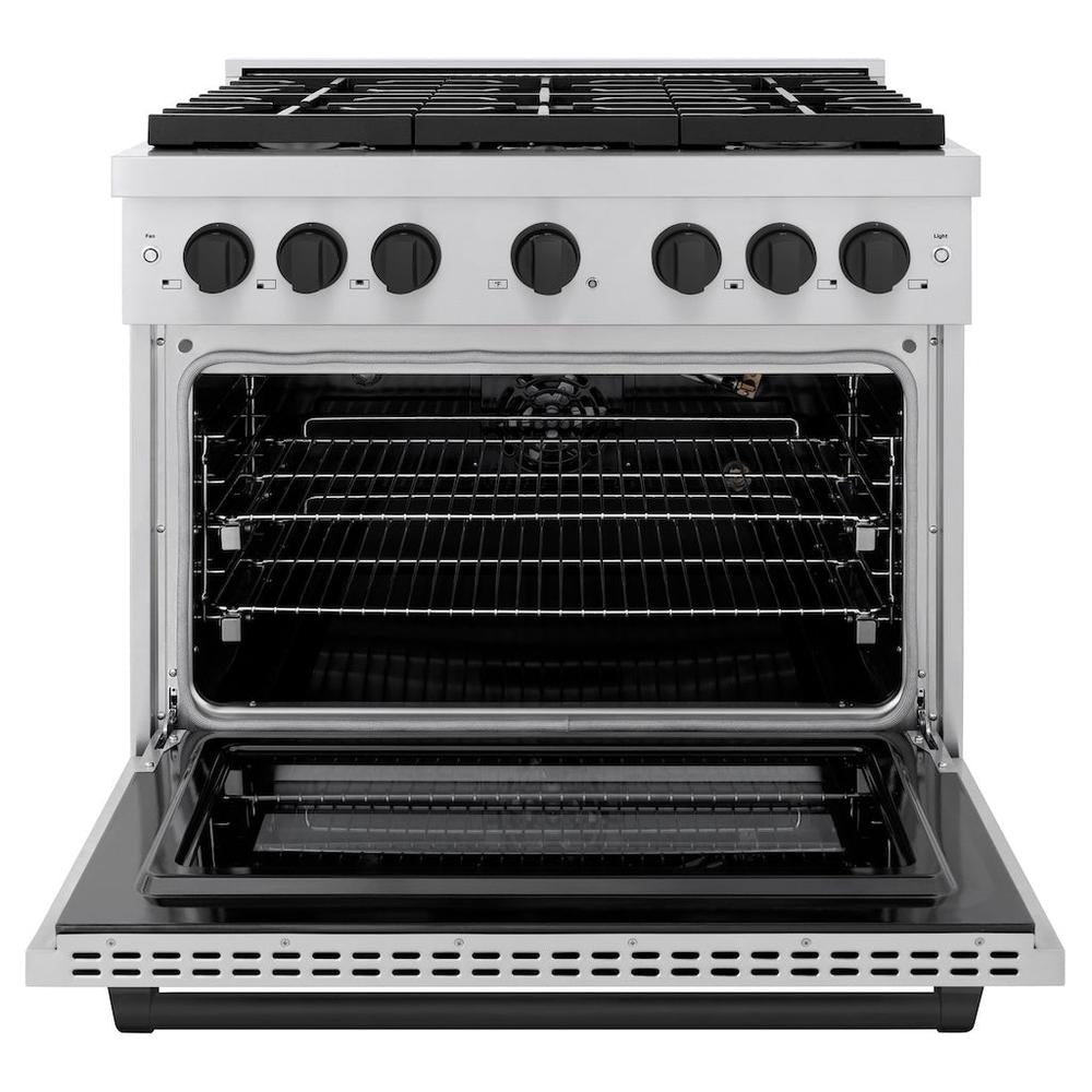AutographEdition 36 in. 5.2 cu. ft. 6 Burner Gas Range with Convection Gas Oven in Stainless Steel and Matte Black Accents - (SGRZ36MB) -