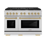 AutographEdition 48 in. 6.7 cu. ft. 8 Burner Double Oven Gas Range in Stainless Steel and Champagne Bronze Accents - (SGRZ48CB) -