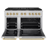 AutographEdition 48 in. 6.7 cu. ft. 8 Burner Double Oven Gas Range in Stainless Steel and Champagne Bronze Accents - (SGRZ48CB) -