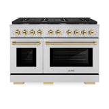 AutographEdition 48 in. 6.7 cu. ft. 8 Burner Double Oven Gas Range in Stainless Steel and Polished Gold Accents - (SGRZ48G) -