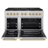 AutographEdition 48 in. 6.7 cu. ft. 8 Burner Double Oven Gas Range in Stainless Steel and Polished Gold Accents - (SGRZ48G) -