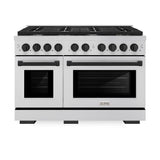 AutographEdition 48 in. 6.7 cu. ft. 8 Burner Double Oven Gas Range in Stainless Steel and Matte Black Accents - (SGRZ48MB) -