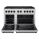AutographEdition 48 in. 6.7 cu. ft. 8 Burner Double Oven Gas Range in Stainless Steel and Matte Black Accents - (SGRZ48MB) -