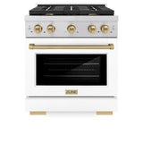 AutographEdition 30 in. 4.2 cu. ft. 4 Burner Gas Range with Convection Gas Oven in Stainless Steel with White Matte Door and Champagne Bronze Accents - (SGRZWM30CB) -