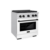 AutographEdition 30 in. 4.2 cu. ft. 4 Burner Gas Range with Convection Gas Oven in Stainless Steel with White Matte Door and Matte Black Accents - (SGRZWM30MB) -