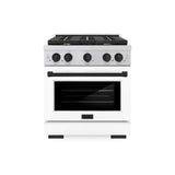 AutographEdition 30 in. 4.2 cu. ft. 4 Burner Gas Range with Convection Gas Oven in Stainless Steel with White Matte Door and Matte Black Accents - (SGRZWM30MB) -