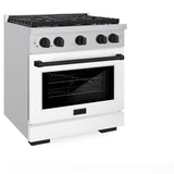AutographEdition 30 in. 4.2 cu. ft. 4 Burner Gas Range with Convection Gas Oven in Stainless Steel with White Matte Door and Matte Black Accents - (SGRZWM30MB) -