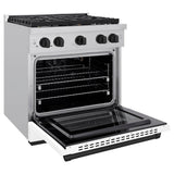 AutographEdition 30 in. 4.2 cu. ft. 4 Burner Gas Range with Convection Gas Oven in Stainless Steel with White Matte Door and Matte Black Accents - (SGRZWM30MB) -