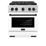 AutographEdition 30 in. 4.2 cu. ft. 4 Burner Gas Range with Convection Gas Oven in Stainless Steel with White Matte Door and Matte Black Accents - (SGRZWM30MB) -