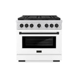 AutographEdition 36 in. 5.2 cu. ft. 6 Burner Gas Range with Convection Gas Oven in Stainless Steel with White Matte Door and Matte Black Accents - (SGRZWM36MB) -