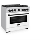 AutographEdition 36 in. 5.2 cu. ft. 6 Burner Gas Range with Convection Gas Oven in Stainless Steel with White Matte Door and Matte Black Accents - (SGRZWM36MB) -