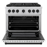 AutographEdition 36 in. 5.2 cu. ft. 6 Burner Gas Range with Convection Gas Oven in Stainless Steel with White Matte Door and Matte Black Accents - (SGRZWM36MB) -