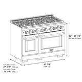 AutographEdition 48 in. 6.7 cu. ft. 8 Burner Double Oven Gas Range in Stainless Steel with White Matte Doors and Matte Black Accents - (SGRZWM48MB) -