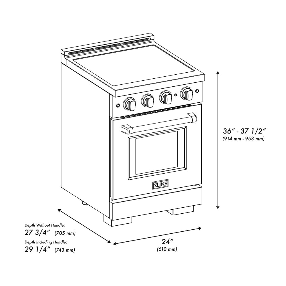 24 in. 3.2 cu. ft. Paramount Induction Range with 3 Element Cooktop and Electric Convection Oven - (SINR24) -