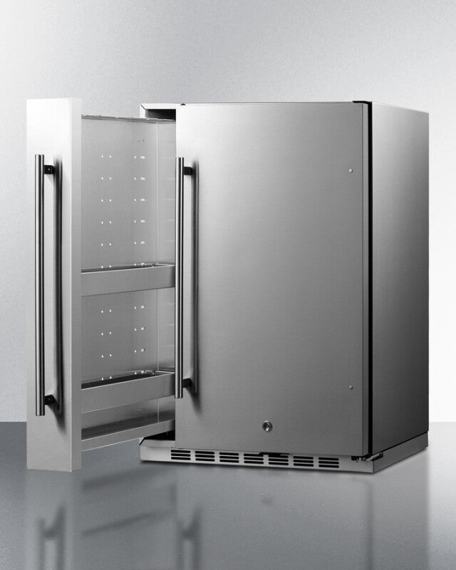 Shallow Depth 24" Wide Outdoor Built-in All-refrigerator With Slide-out Storage Compartment - (SPR196OS24)