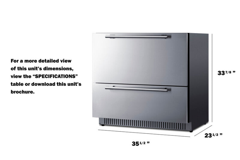 36" Wide 2-Drawer All-Refrigerator - (SPR36332D)