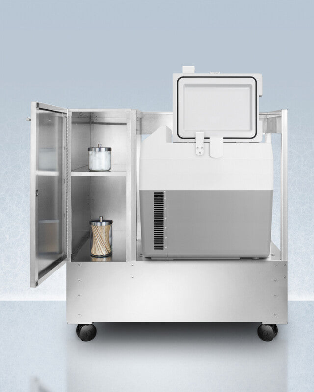 Stainless Steel Cart With Portable Refrigerator/freezer - (SPRF36LCART)