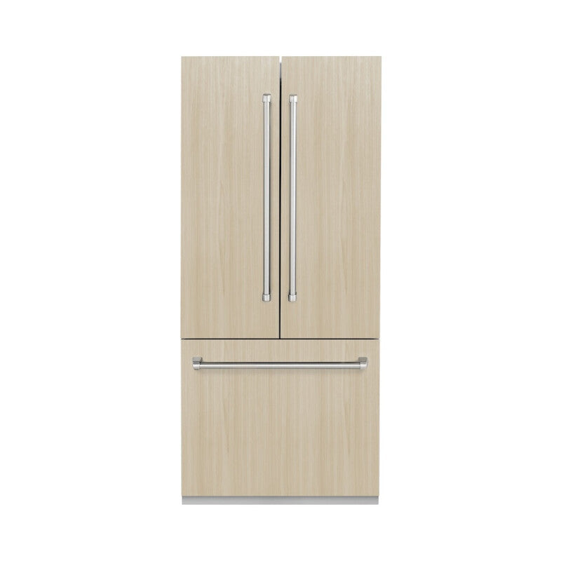 36 in. 19.6 cu. ft. Panel Ready French Door Built-In Bottom Freezer Refrigerator with Water Dispenser and Ice Maker with Stainless Steel Interior - (SRBIV36) -