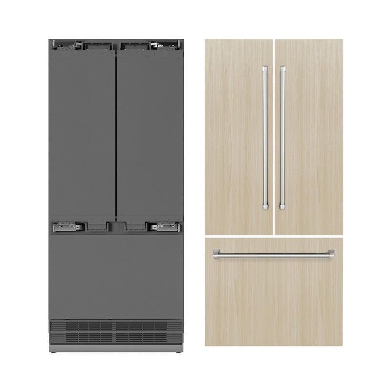 36 in. 19.6 cu. ft. Panel Ready French Door Built-In Bottom Freezer Refrigerator with Water Dispenser and Ice Maker with Stainless Steel Interior - (SRBIV36) -
