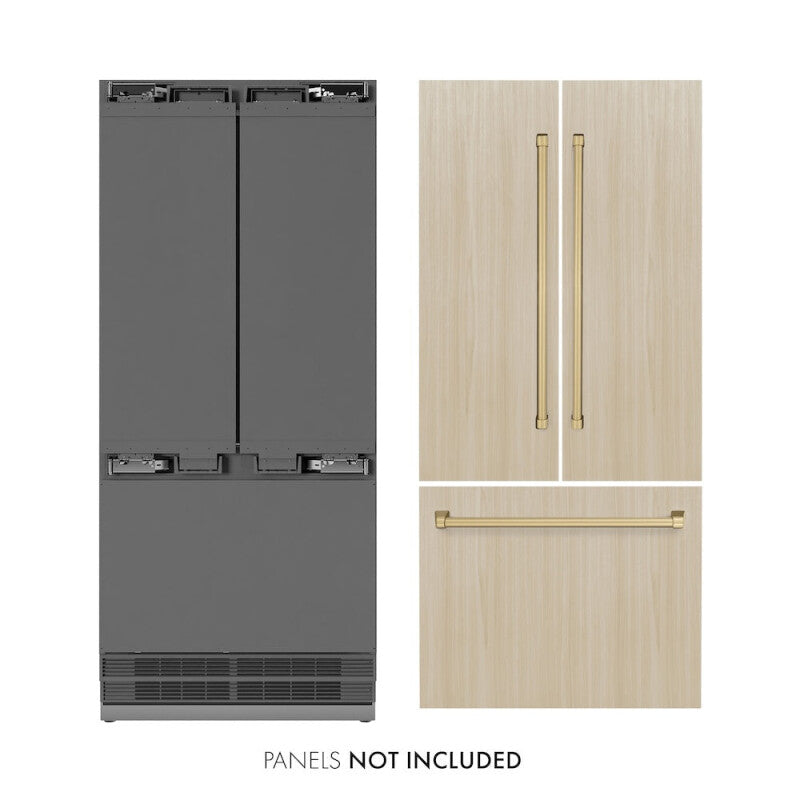 Autograph Edition 36 in. 19.6 cu. ft. Panel Ready French Door Built-In Bottom Freezer Refrigerator with Water Dispenser and Ice Maker with Stainless Steel Interior and Champagne Bronze Accents - (SRBIVZ36CB) -